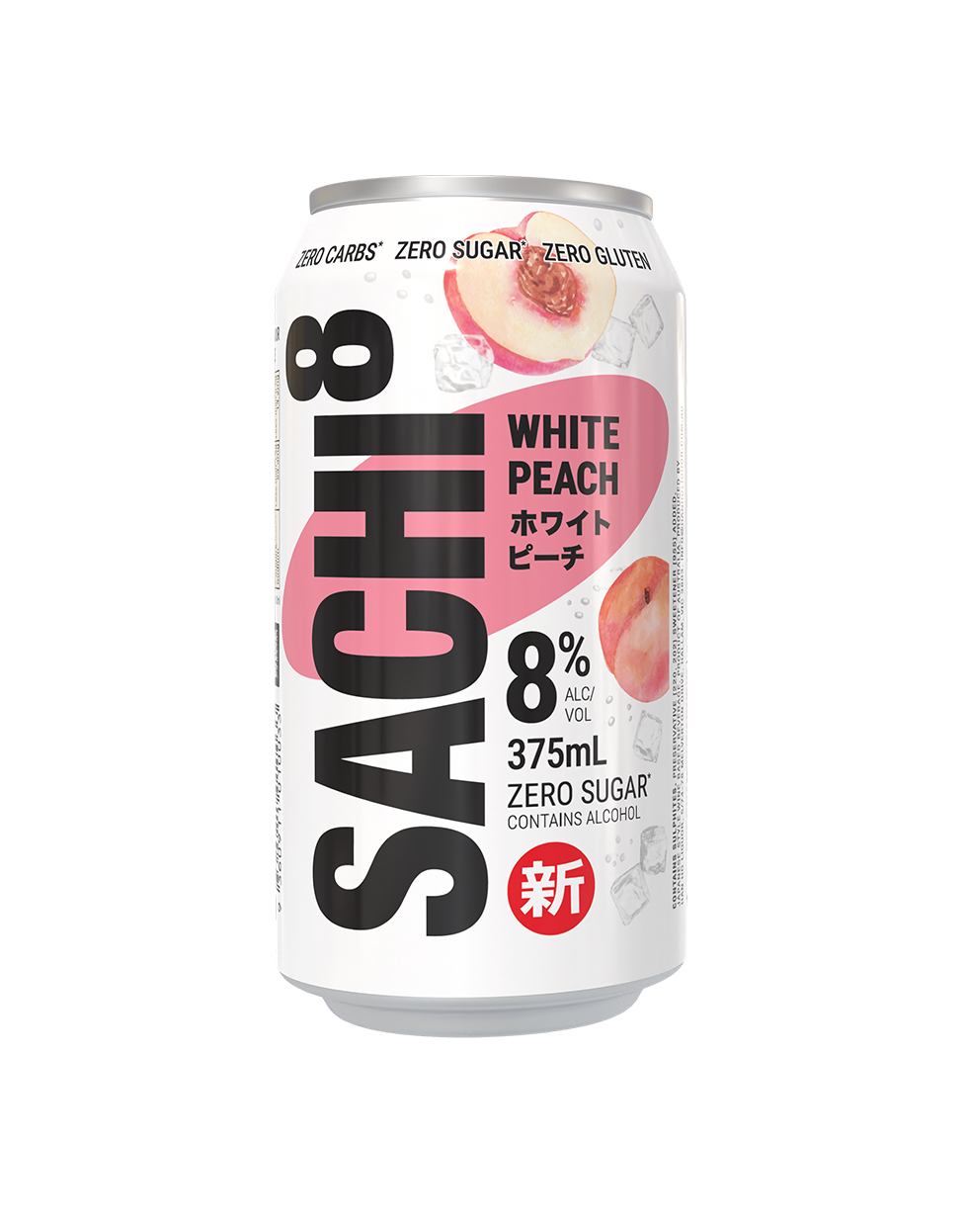 Sachi8 White Peach Zero Sugar Cans 24 x 375mL