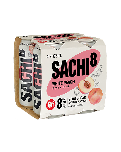 Sachi8 White Peach Zero Sugar Cans 24 x 375mL