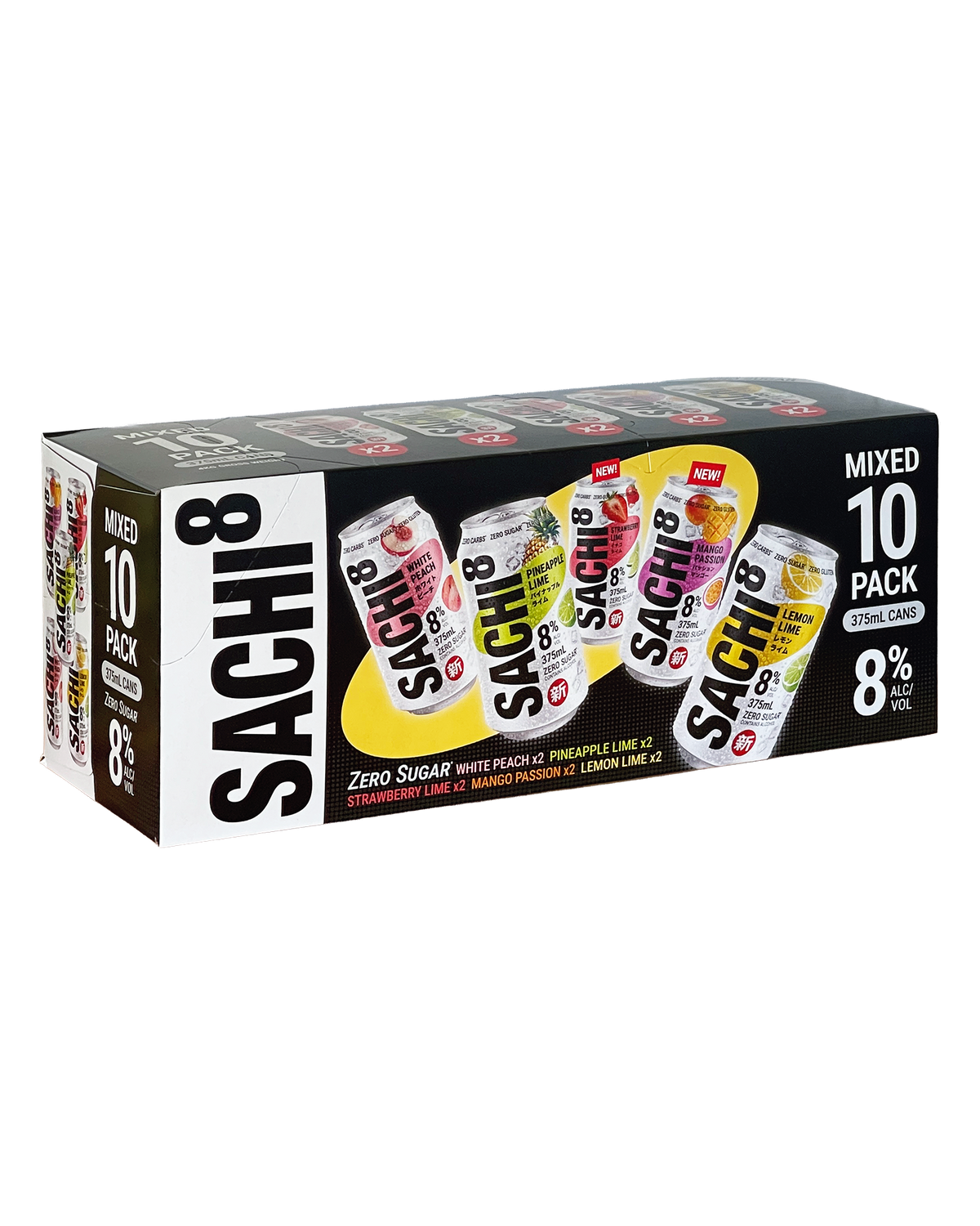 Sachi8 Zero Sugar Mixed 10 Pack Cans 375mL