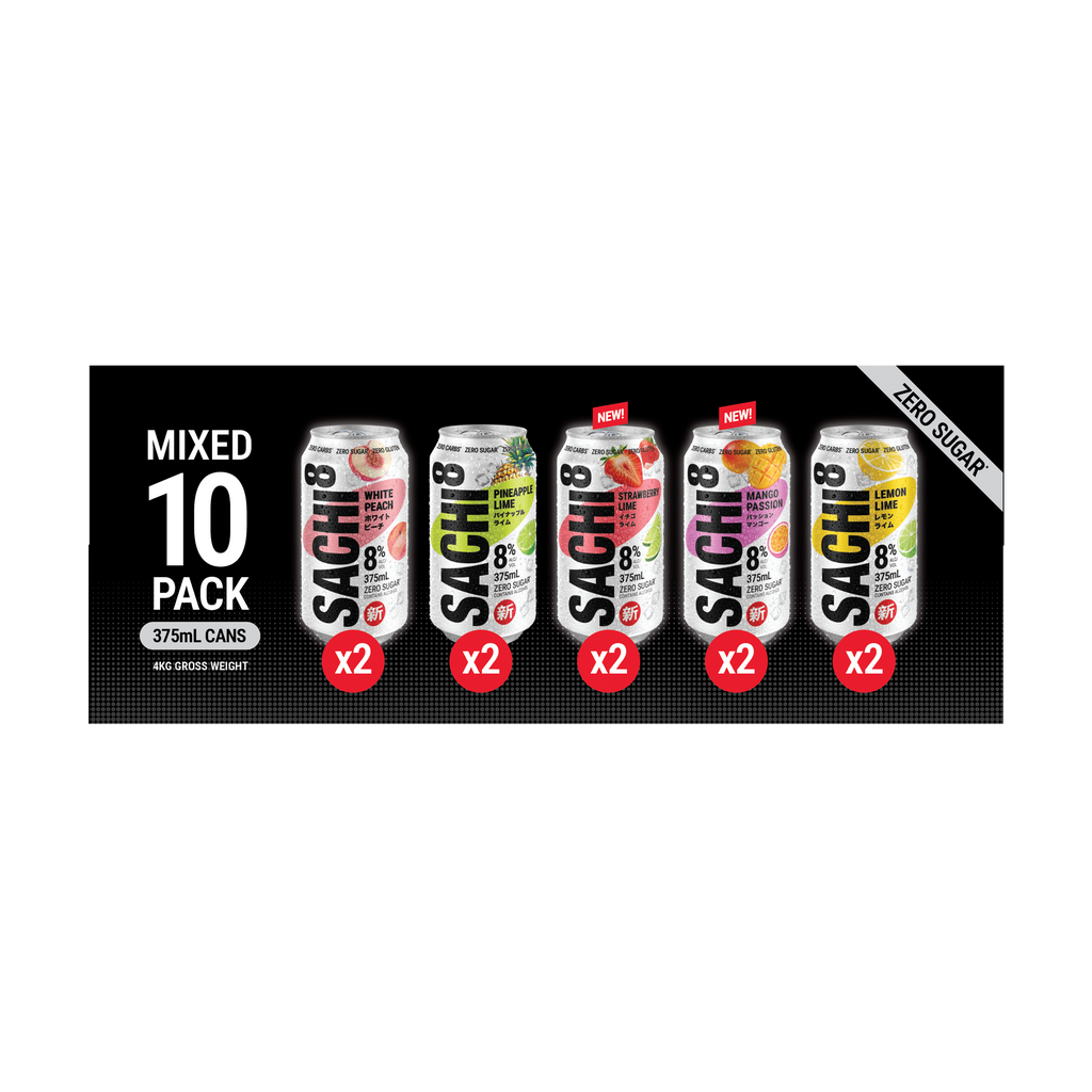 Sachi8 Zero Sugar Mixed 10 Pack Cans 375mL
